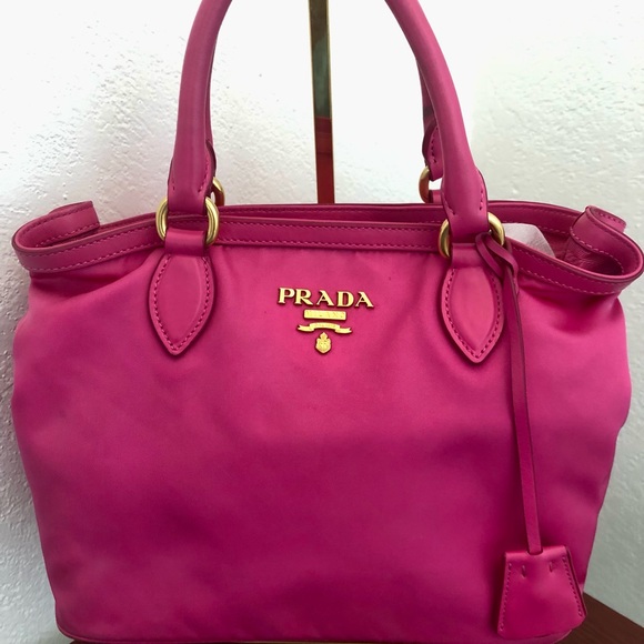 Prada tessuto leather & nylon in beautiful hot pink with 2 straps - Picture 3 of 15
